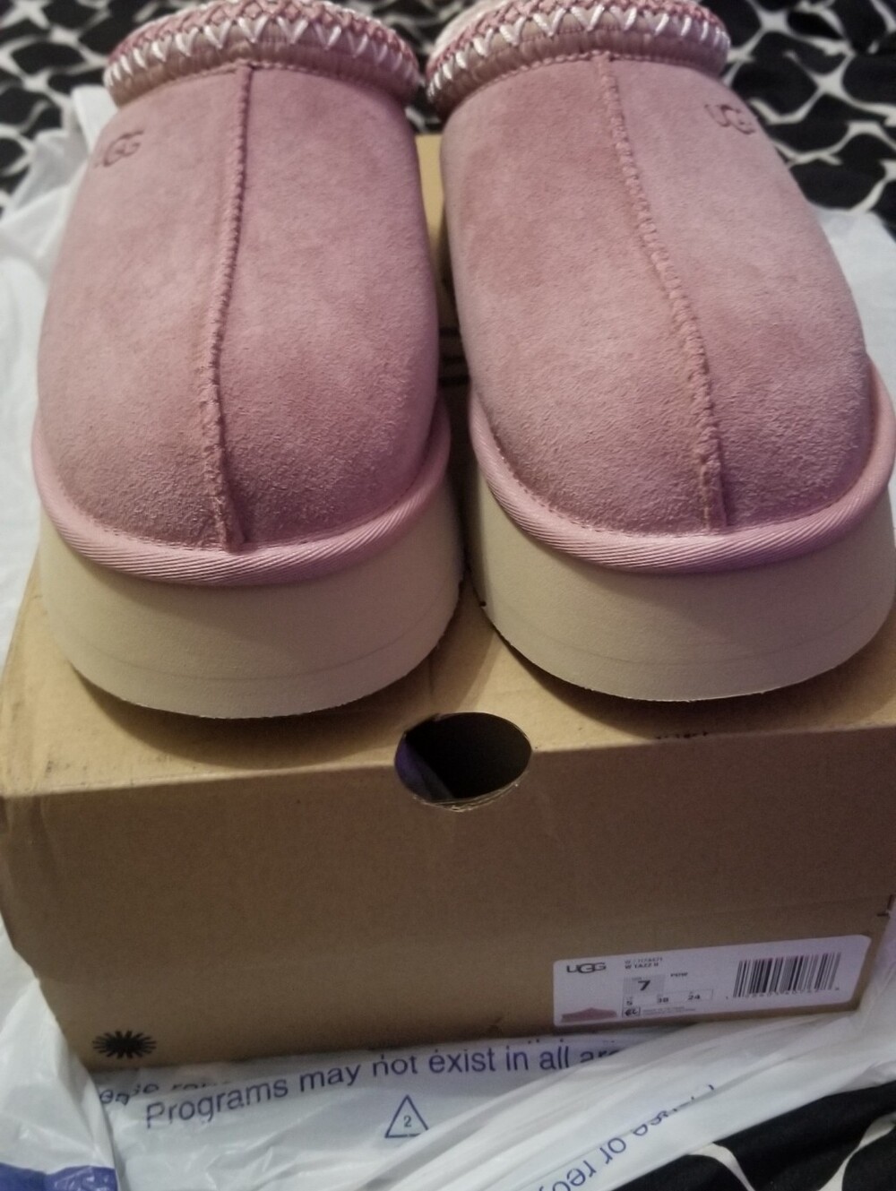 UGG Pink Suede Slide Slippers with Cream Platform